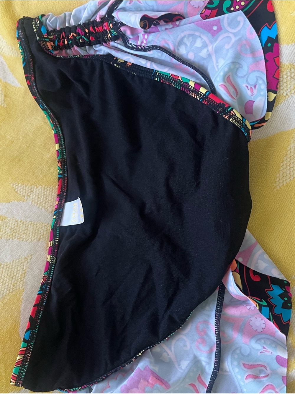 Swim systems Paisley Print Swim Skort - Black with Pink & Teal Accents View 5
